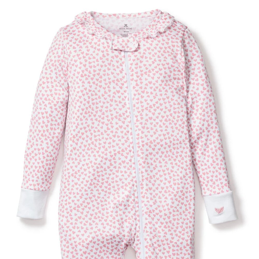 Petite Plume Baby's Pima Ruffle Collar Romper in Sweethearts